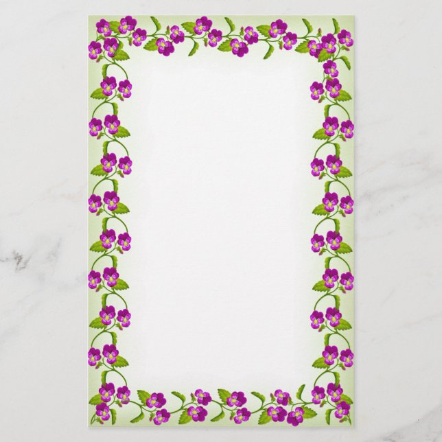 Victorian Garden Pansies Stationery (Front)
