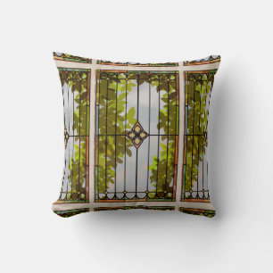 Victorian Garden Stained glass Window Curtain Cushion
