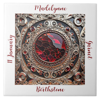 Victorian Garnet January Birthstone Tile