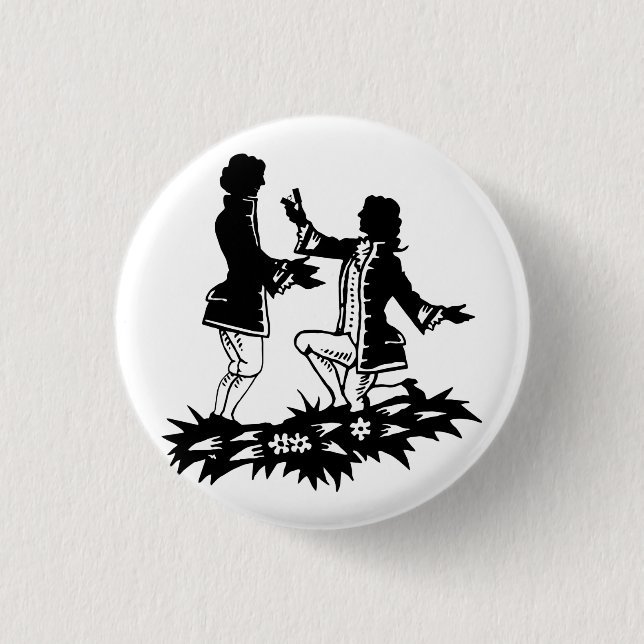 Victorian Gay Man proposing to Lover silhouette  3 Cm Round Badge (Front)