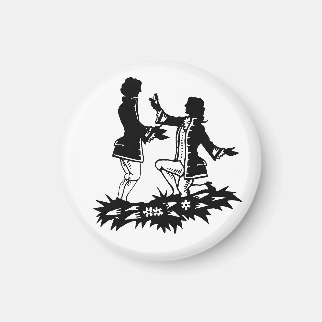 Victorian Gay Man proposing to Lover silhouette  Magnet (Front)
