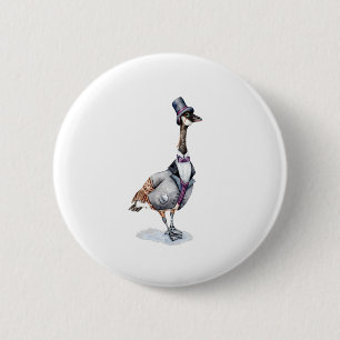 Victorian Gentleman Goose in a Top Hat 6 Cm Round Badge