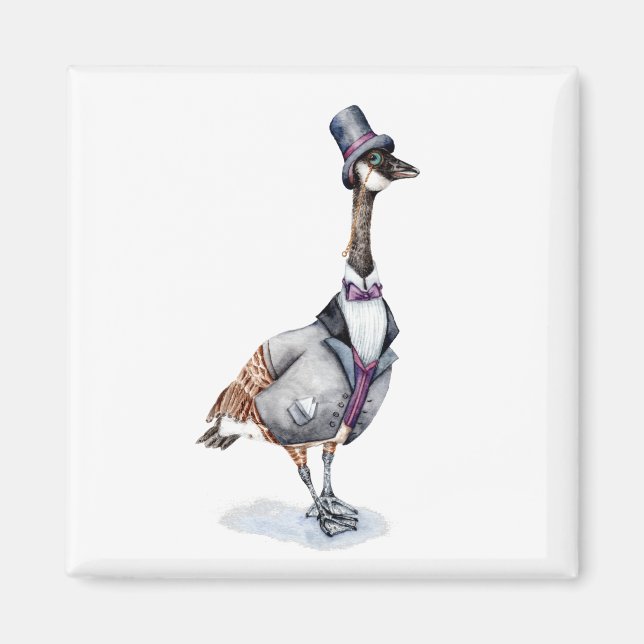 Victorian Gentleman Goose in a Top Hat Magnet (Front)
