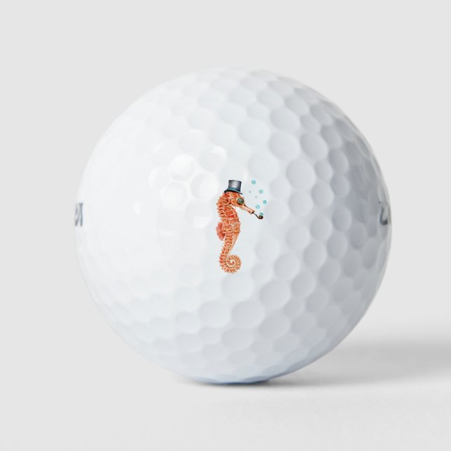 Victorian Gentleman Seahorse Golf Balls (Front)