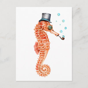 Victorian Gentleman Seahorse Postcard