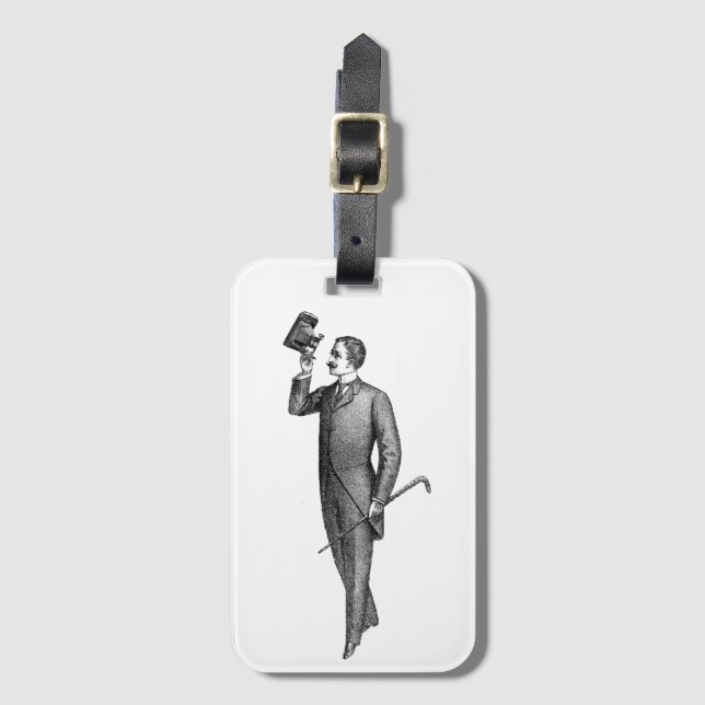 Victorian Gentleman Selfie Luggage Tag (Front Vertical)