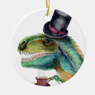 Victorian Gentleman Tyrannosaurus Rex Ceramic Tree Decoration