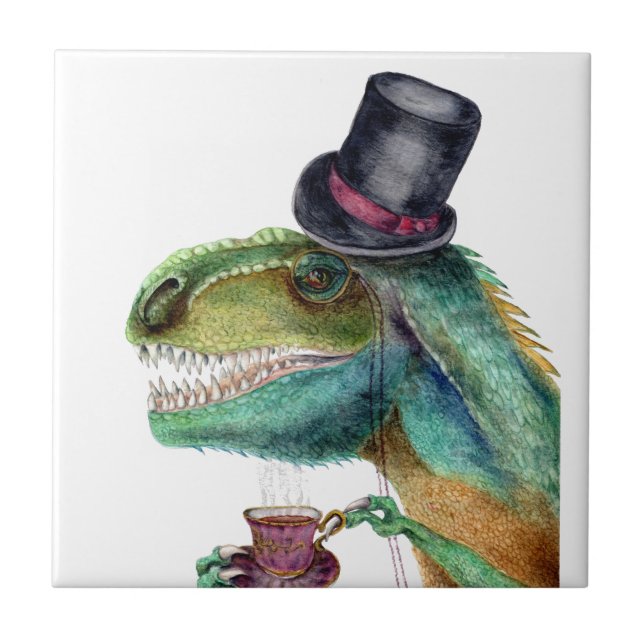 Victorian Gentleman Tyrannosaurus Rex Tile (Front)