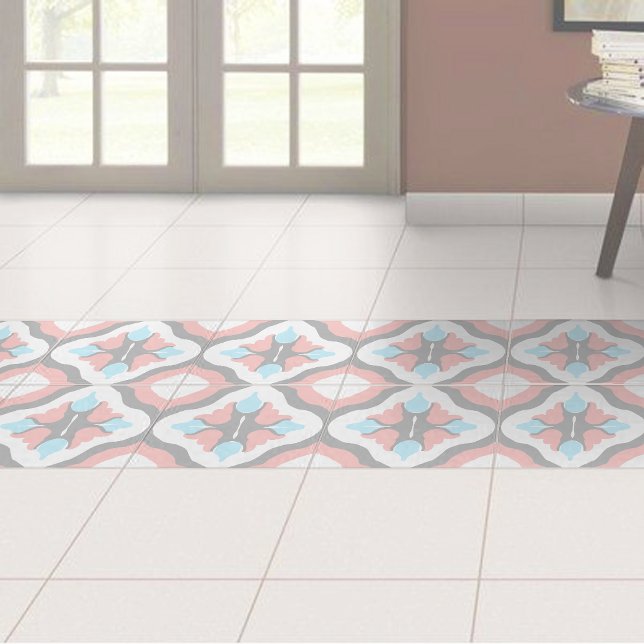 victorian geometric shabby red blue decor  tile (Creator Uploaded)