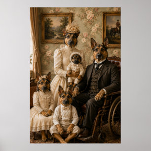 Victorian German Shepherd Family Portrait   Elegan Poster