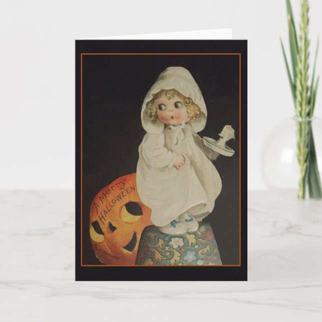 Victorian Ghost Halloween Greeting Card (Front)