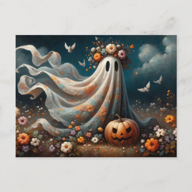 👻 Victorian Ghost in Oil Painting Style 🎃 Postcard (Front)