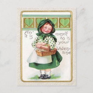 Victorian Girl Basket Heart Postcard