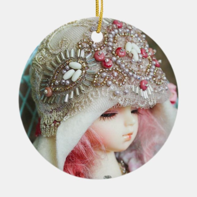 Victorian Girl Ceramic Tree Decoration (Front)