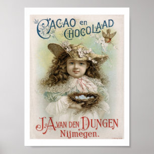 Victorian Girl Chocolate Candy Advertising Art Pri Poster