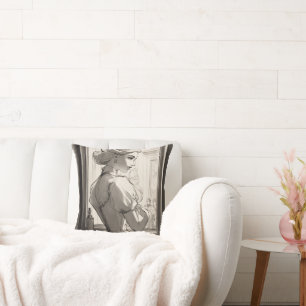 Victorian girl crosses the mirror throw pillow