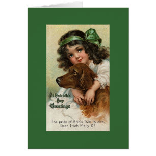 Victorian Girl/Dog St. Patrick's Day Greeting Card