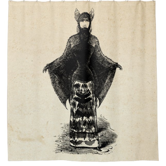 Victorian Girl in Bat Costume I Shower Curtain (Front)