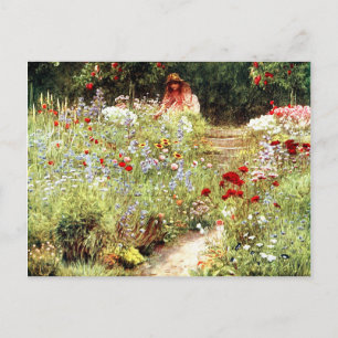 Victorian Girl in the Flower Garden Postcard
