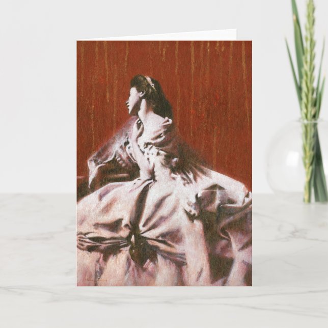 Victorian Girl In White Vintage Greetings Card (Front)