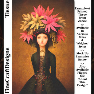 Victorian Girl, Large Floral Hat DK5LF Decoupage Tissue Paper