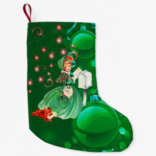 Victorian Girl Mailing Letter Small Christmas Stocking