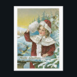 Victorian Girl - Merry Christmas Holiday Postcard<br><div class="desc">This is one of many charming, classic and vintage Christmas or Holiday greeting cards brought to you by Scenesfromthepast.net. From the turn of the last century, these cards feature Victorian-era images of Santa Claus, children, flowers, and much more. Step back in time and celebrate your Christmas of today with the...</div>