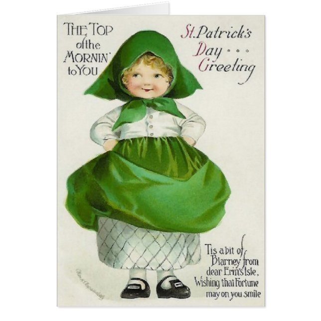 Victorian Girl St. Patrick's Day Greeting Card (Front)