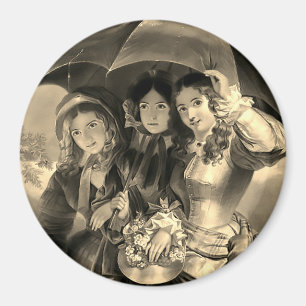 Victorian girl umbrella rain victorian lady vintag magnet