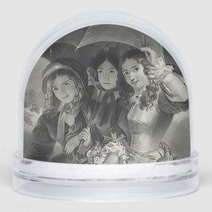 Victorian girl umbrella rainy day victorian lady snowglobe