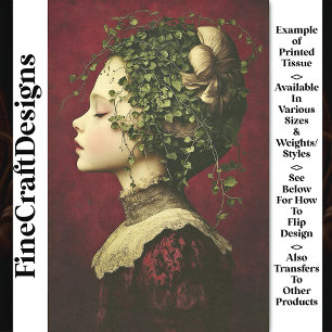 Victorian Girl, Velvet Dress, Vines BE4 Decoupage Tissue Paper