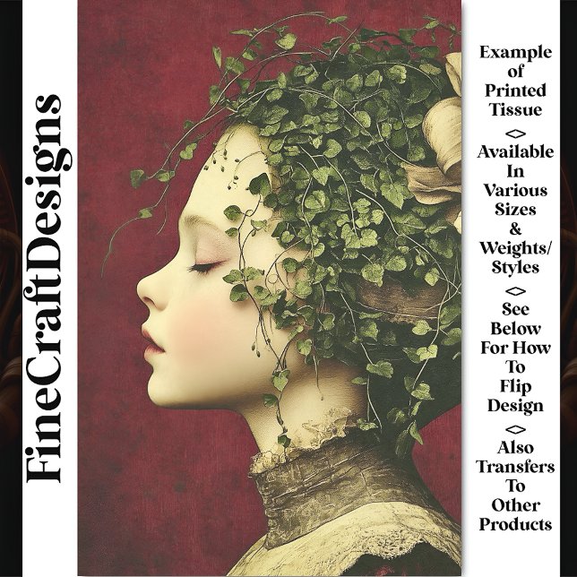 Victorian Girl, Velvet Dress, Vines BE5 Decoupage Tissue Paper (Creator Uploaded)