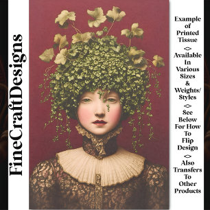 Victorian Girl, Velvet Dress, Vines BE6 Decoupage Tissue Paper