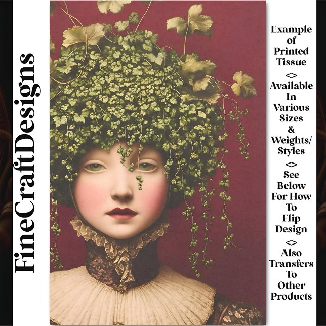 Victorian Girl, Velvet Dress, Vines BE7 Decoupage Tissue Paper (Creator Uploaded)