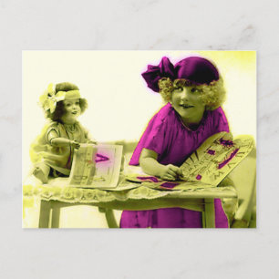 Victorian Girl with Doll Postcard