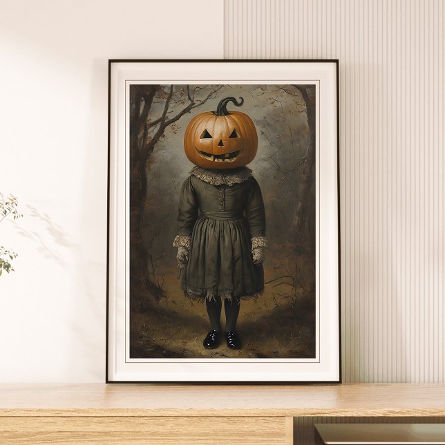 Victorian Girl With Pumpkin Head Halloween Wall Poster (Creator Uploaded)
