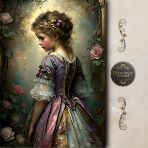 Victorian Girl with Roses Decoupage Tissue Paper