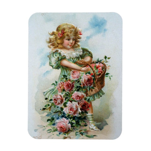 Victorian Girl with Roses Magnet (Vertical)