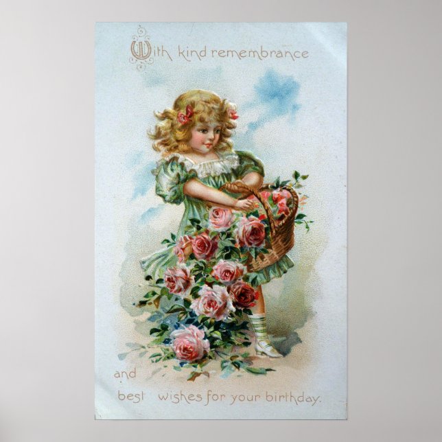 Victorian Girl with Roses Poster (Front)