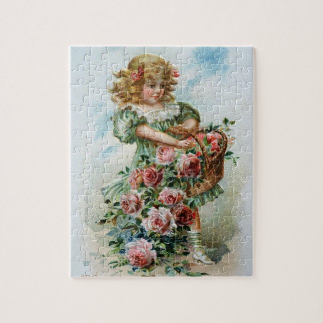 Victorian Girl With Roses Puzzle (Vertical)