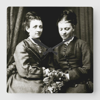 Victorian Girlfriends Square Wall Clock