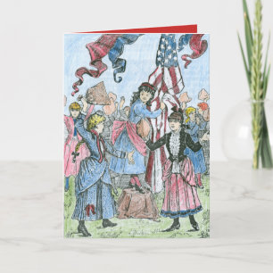 Victorian girls celebrating 4th of July—quote Card