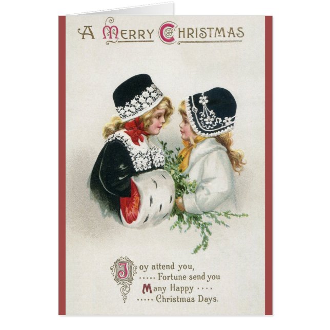 Victorian Girls Christmas Greeting Card (Front)