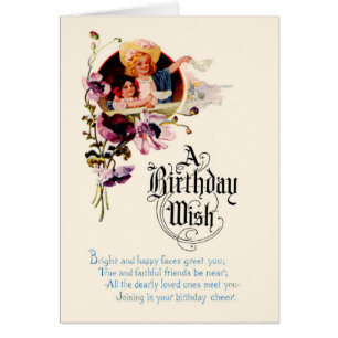 Victorian Girls Happy Birthday Greeting Card