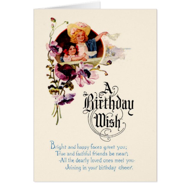 Victorian Girls Happy Birthday Greeting Card (Front)