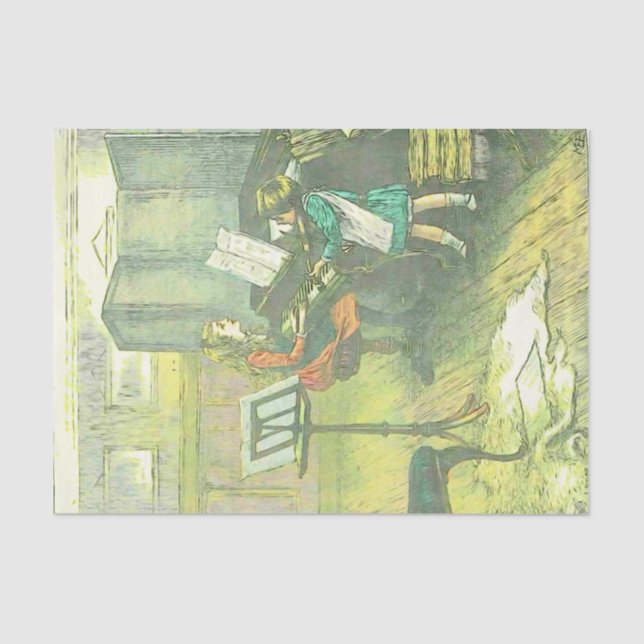 Victorian Girl's Musical duo decoupage Tissue Paper (Front)