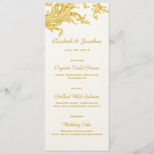 Victorian Gold Sweep Wedding Menu Card