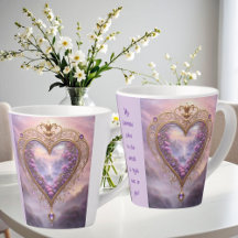 Victorian golden heart with lilac flowers, vintage