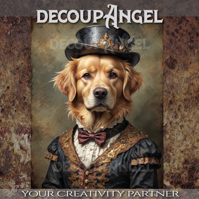 Victorian Golden Retriever Dog -Decoupage- Tissue Paper (Creator Uploaded)