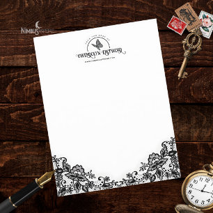 Victorian Gothic Black Lace & Butterfly Letterhead